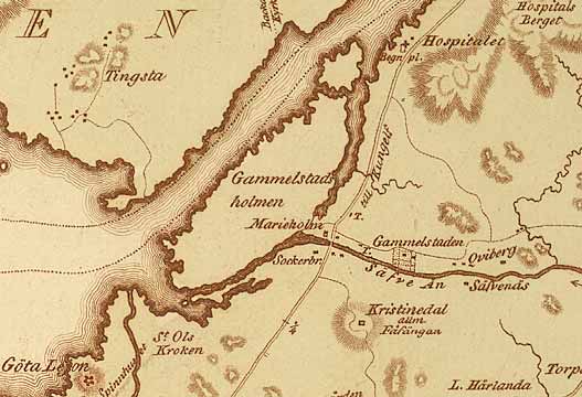 Del av en karta över Göteborg från 1809